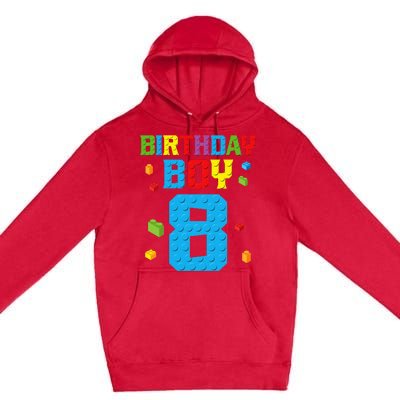 Master Builder 8th Birthday Boy 8 Eight Year Building Bricks Premium Pullover Hoodie