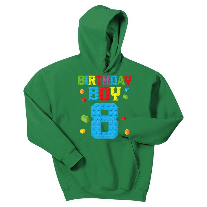 Master Builder 8th Birthday Boy 8 Eight Year Building Bricks Kids Hoodie