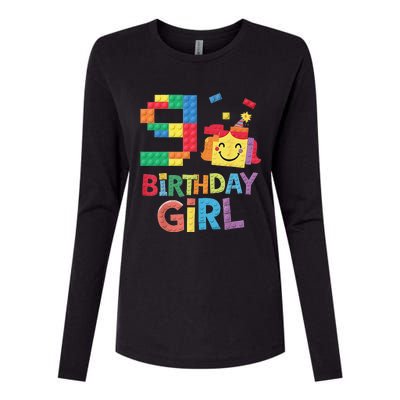 Master Builder 9th Birthday Girl 9 Year Old Brick Blocks Womens Cotton Relaxed Long Sleeve T-Shirt