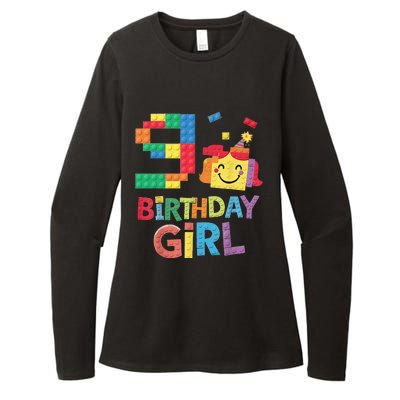 Master Builder 9th Birthday Girl 9 Year Old Brick Blocks Womens CVC Long Sleeve Shirt