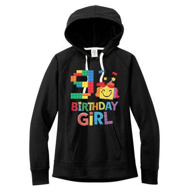 Master Builder 9th Birthday Girl 9 Year Old Brick Blocks Women's Fleece Hoodie