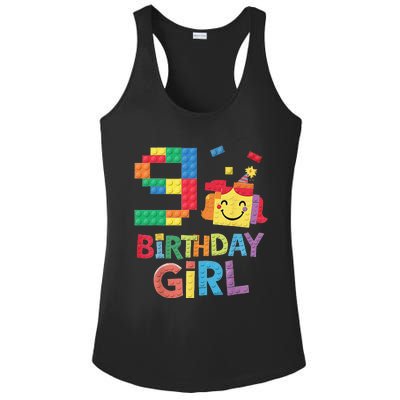 Master Builder 9th Birthday Girl 9 Year Old Brick Blocks Ladies PosiCharge Competitor Racerback Tank