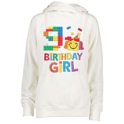 Master Builder 9th Birthday Girl 9 Year Old Brick Blocks Womens Funnel Neck Pullover Hood