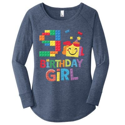 Master Builder 9th Birthday Girl 9 Year Old Brick Blocks Women's Perfect Tri Tunic Long Sleeve Shirt