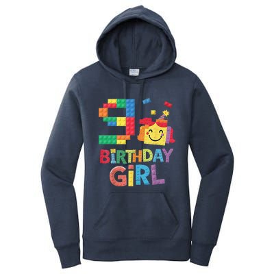 Master Builder 9th Birthday Girl 9 Year Old Brick Blocks Women's Pullover Hoodie