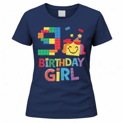 Master Builder 9th Birthday Girl 9 Year Old Brick Blocks Women's T-Shirt