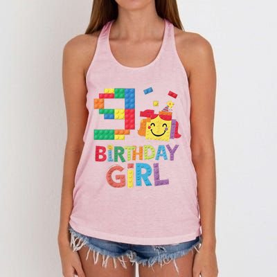 Master Builder 9th Birthday Girl 9 Year Old Brick Blocks Women's Knotted Racerback Tank