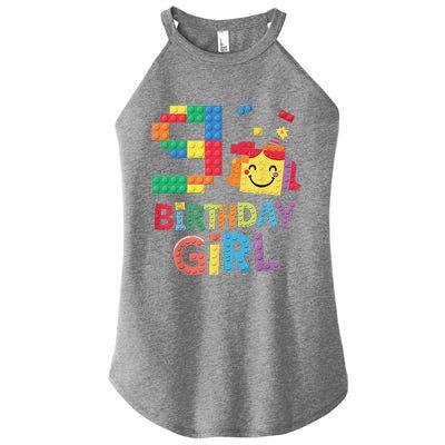 Master Builder 9th Birthday Girl 9 Year Old Brick Blocks Women's Perfect Tri Rocker Tank