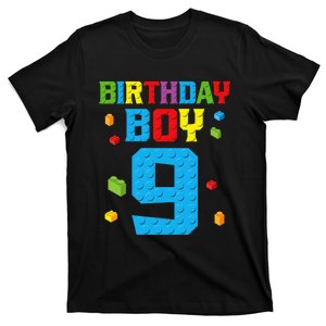 Master Builder 9th Birthday Boy Nine 9 Year Building Bricks T-Shirt