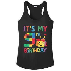 Master Builder 9th ItS My 9th Birthday Brick Blocks Ladies PosiCharge Competitor Racerback Tank