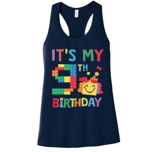 Master Builder 9th ItS My 9th Birthday Brick Blocks Women's Racerback Tank