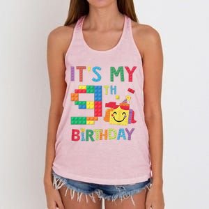 Master Builder 9th ItS My 9th Birthday Brick Blocks Women's Knotted Racerback Tank