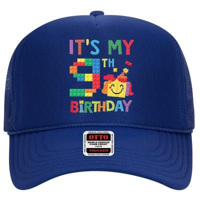 Master Builder 9th ItS My 9th Birthday Brick Blocks High Crown Mesh Back Trucker Hat