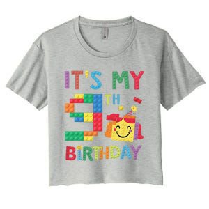 Master Builder 9th ItS My 9th Birthday Brick Blocks Women's Crop Top Tee