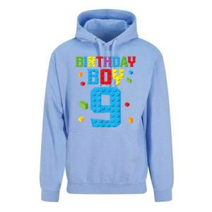 Master Builder 9th Birthday Boy Nine 9 Year Building Bricks Unisex Surf Hoodie