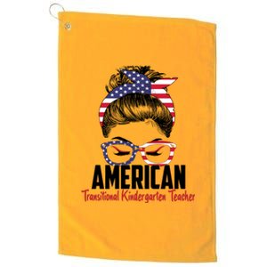 Messy Bun American Transitional Kindergarten Teacher 4th Gift Platinum Collection Golf Towel