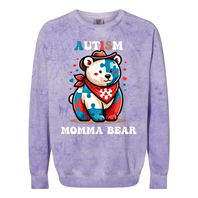 Mama Bear Autism Awareness Mom Autistic Gift Colorblast Crewneck Sweatshirt