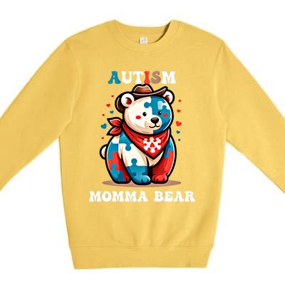 Mama Bear Autism Awareness Mom Autistic Gift Premium Crewneck Sweatshirt