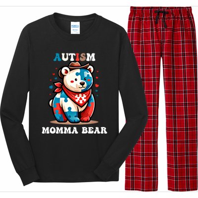 Mama Bear Autism Awareness Mom Autistic Gift Long Sleeve Pajama Set