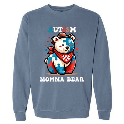 Mama Bear Autism Awareness Mom Autistic Gift Garment-Dyed Sweatshirt