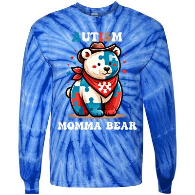 Mama Bear Autism Awareness Mom Autistic Gift Tie-Dye Long Sleeve Shirt