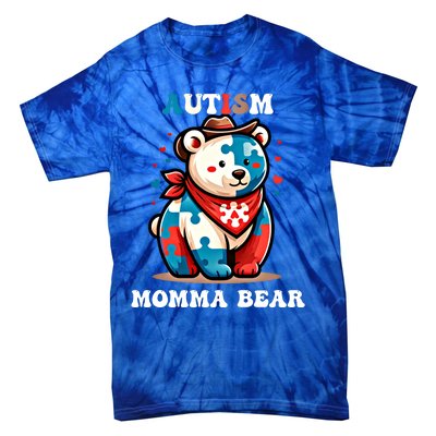 Mama Bear Autism Awareness Mom Autistic Gift Tie-Dye T-Shirt