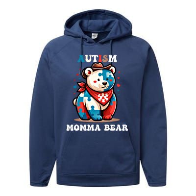 Mama Bear Autism Awareness Mom Autistic Gift Performance Fleece Hoodie