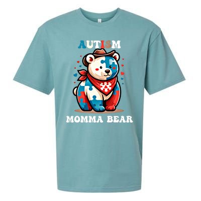 Mama Bear Autism Awareness Mom Autistic Gift Sueded Cloud Jersey T-Shirt