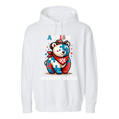 Mama Bear Autism Awareness Mom Autistic Gift Garment-Dyed Fleece Hoodie