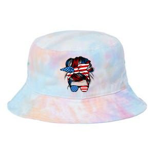 Messy Bun American Flag Glasses 4th Of July Patriotic Mom Tie Dye Newport Bucket Hat