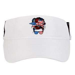 Messy Bun American Flag Glasses 4th Of July Patriotic Mom Adult Drive Performance Visor