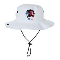 Messy Bun American Flag Glasses 4th Of July Patriotic Mom Legacy Cool Fit Booney Bucket Hat