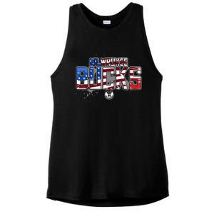 Milwaukee Bucks American Flag Distressed Paint Ladies PosiCharge Tri-Blend Wicking Tank