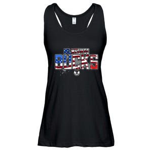 Milwaukee Bucks American Flag Distressed Paint Ladies Essential Flowy Tank