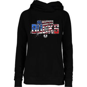 Milwaukee Bucks American Flag Distressed Paint Womens Funnel Neck Pullover Hood