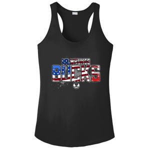 Milwaukee Bucks American Flag Distressed Paint Ladies PosiCharge Competitor Racerback Tank