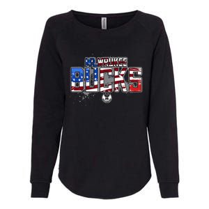 Milwaukee Bucks American Flag Distressed Paint Womens California Wash Sweatshirt