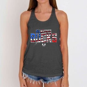 Milwaukee Bucks American Flag Distressed Paint Women's Knotted Racerback Tank