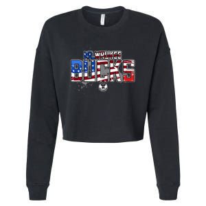 Milwaukee Bucks American Flag Distressed Paint Cropped Pullover Crew