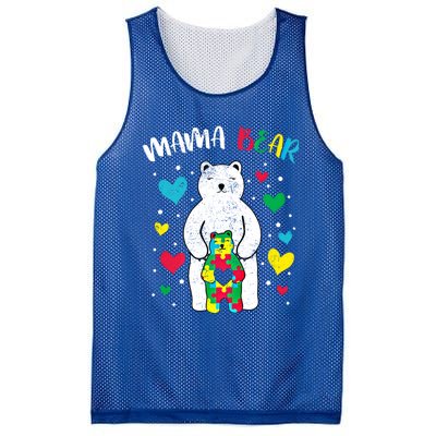 Mama Bear Autism Awareness Mom Support Autistic Son Daughter Great Gift Mesh Reversible Basketball Jersey Tank