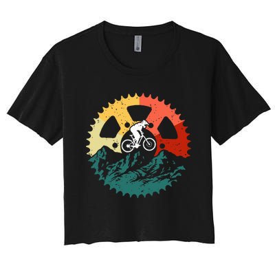 Mountain Biking Art For Mountain Biker Women's Crop Top Tee