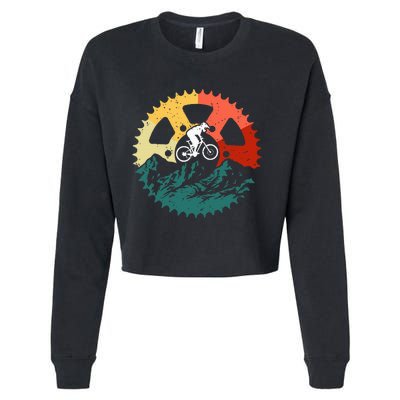 Mountain Biking Art For Mountain Biker Cropped Pullover Crew