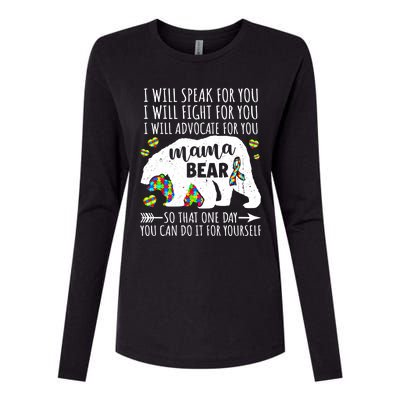 Mama Bear Autism I Will Speak Fight Advocate For You Gift Womens Cotton Relaxed Long Sleeve T-Shirt