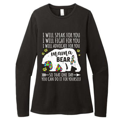 Mama Bear Autism I Will Speak Fight Advocate For You Gift Womens CVC Long Sleeve Shirt