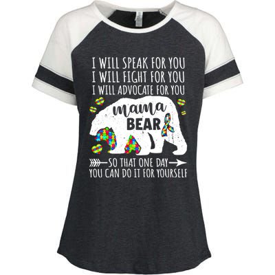 Mama Bear Autism I Will Speak Fight Advocate For You Gift Enza Ladies Jersey Colorblock Tee