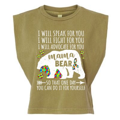 Mama Bear Autism I Will Speak Fight Advocate For You Gift Garment-Dyed Women's Muscle Tee