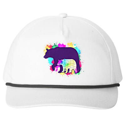 Mama Bear Autism Theme Decor Funny Gift Snapback Five-Panel Rope Hat