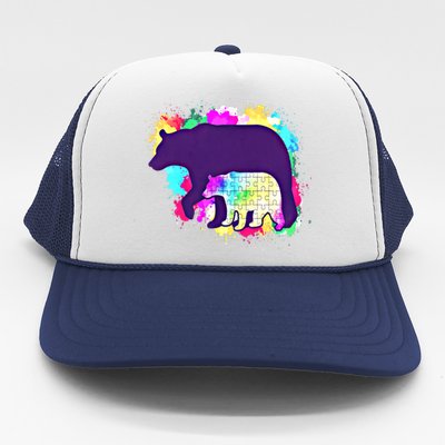 Mama Bear Autism Theme Decor Funny Gift Trucker Hat