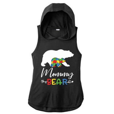 Mommy Bear Autism Awareness Great Gift Mama Gift Ladies PosiCharge Tri-Blend Wicking Draft Hoodie Tank