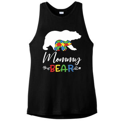 Mommy Bear Autism Awareness Great Gift Mama Gift Ladies PosiCharge Tri-Blend Wicking Tank